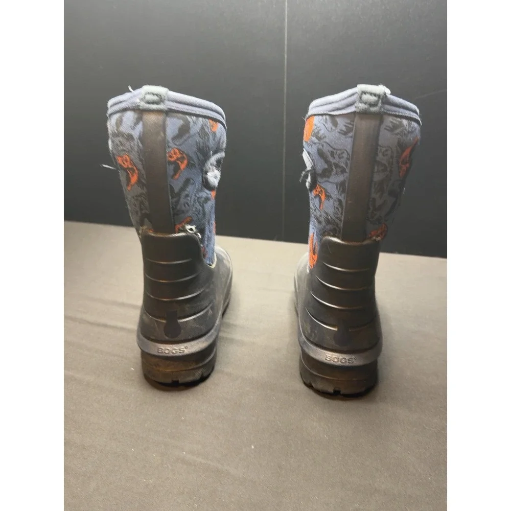 BOGS Neo-Classic Cool Dinos Kids Boots Youth Size 1 Blue Orange Waterproof